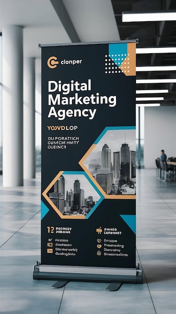 Photo digital marketing agency and corporate business modern roll up banner standee template