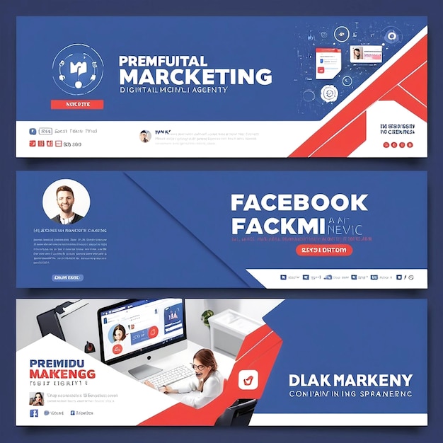 Digital marketing agency Facebook cover and web banner template