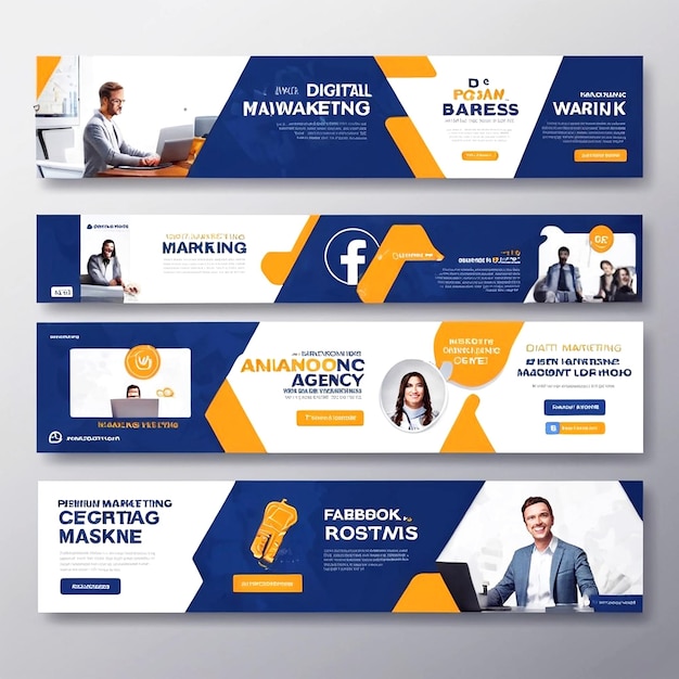 Digital marketing agency Facebook cover and web banner template