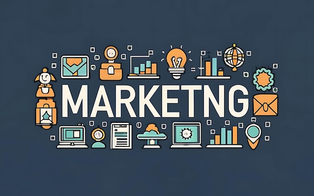 Digital marketing background with marketing business icons