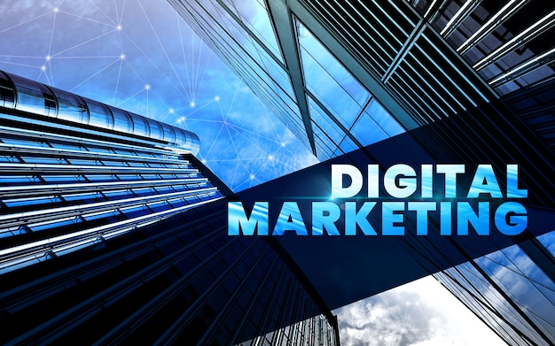 digital marketing business background with big city website banner