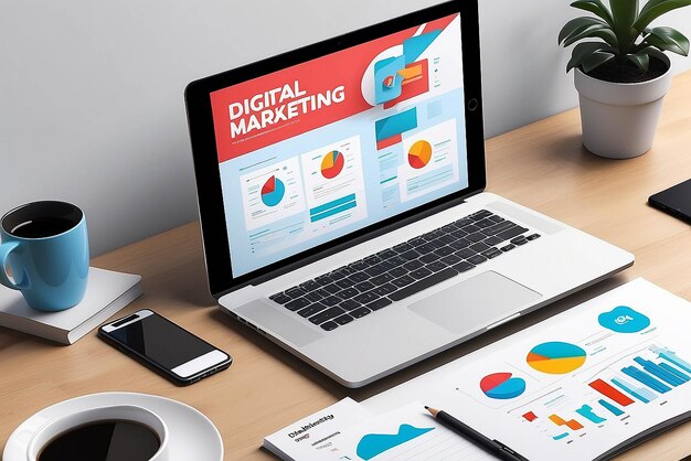 Digital marketing campaign illustration mockup