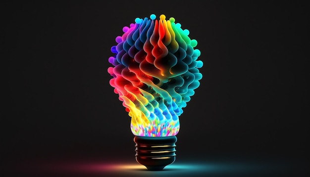 Digital marketing data analysis inside a glowing light bulb generative ai