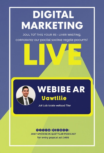 Photo digital marketing live webinar and corporate social media post template