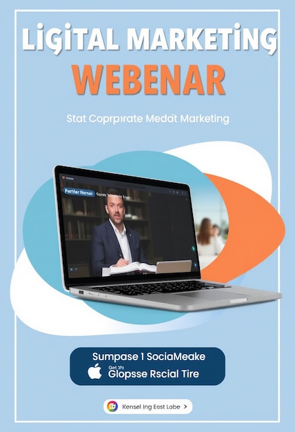 Photo digital marketing live webinar and corporate social media post template