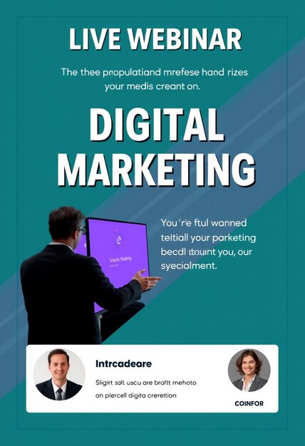 Digital marketing live webinar and corporate social media post template