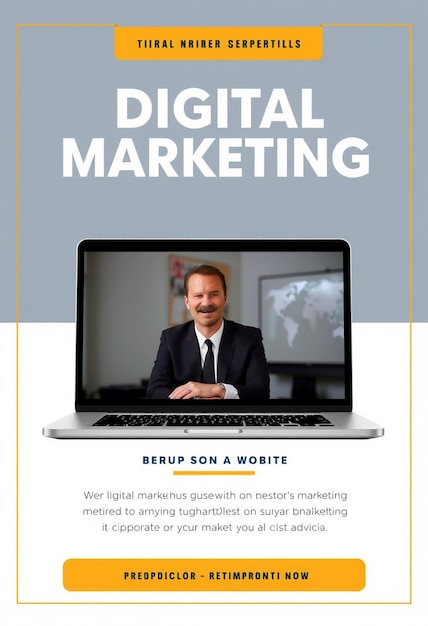 Photo digital marketing live webinar and corporate social media post template