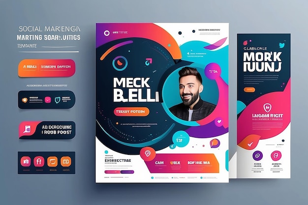 Digital Marketing Social Media Post Template Digital marketing agency Square Flyer Template