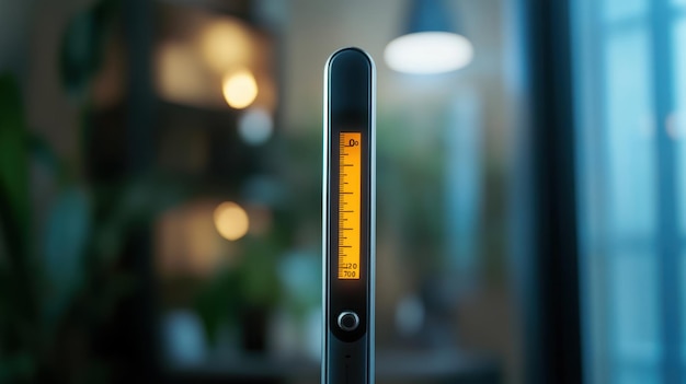 Photo a digital measuring tool with an illuminated scale captured indoors during evening hours