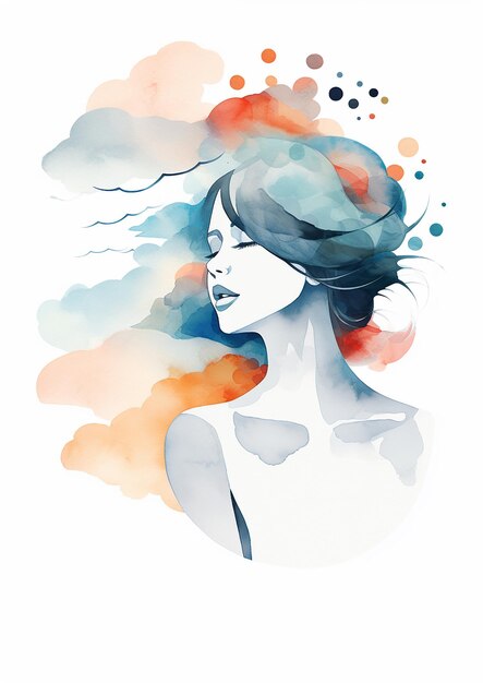 Digital Minimalism watercolor clipart illustration