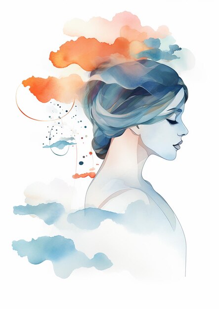 Digital Minimalism watercolor clipart illustration