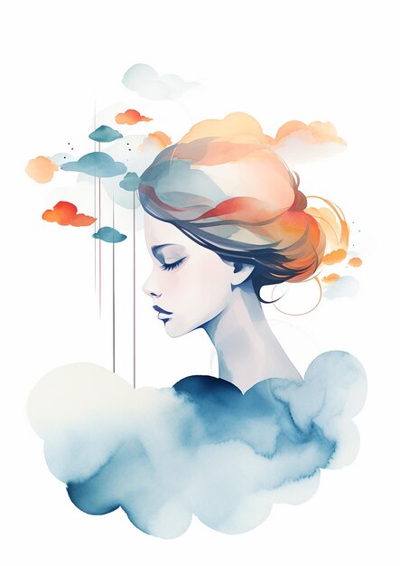 Digital Minimalism watercolor clipart illustration