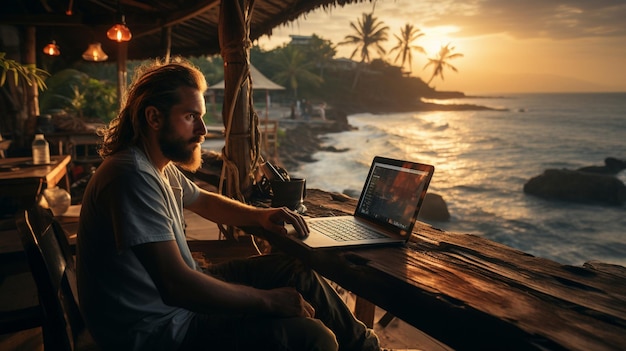 Digital Nomad Lifestyle Embracing Remote Work and World ExplorationxA by Generative AI