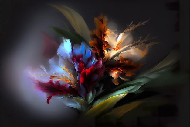 Digital painting of abstract flowers illustration