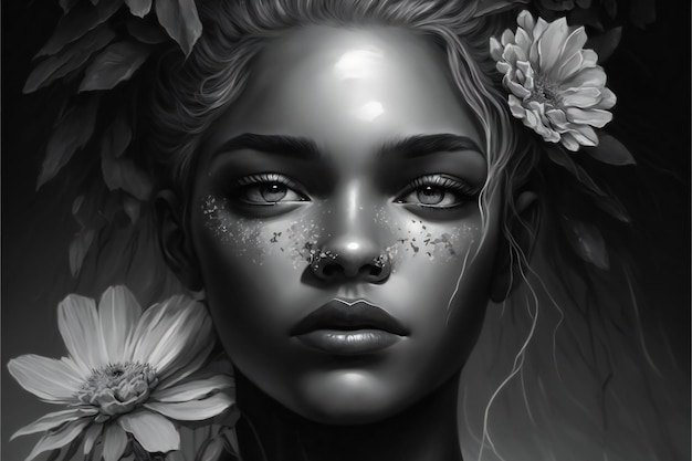 Digital painting of beautiful woman digital illustration painting artwork