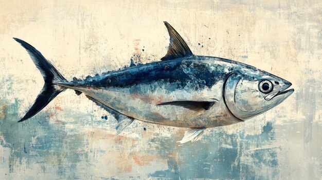 Photo digital painting of a bluefin tuna