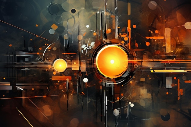 A digital painting of a bright orange light.