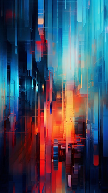 A digital painting capturing the mesmerizing beauty of a city skyline illuminated at night