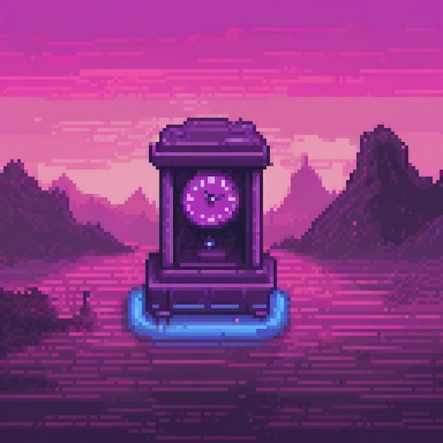 a digital painting of a clock with a purple background with a time of 4  15