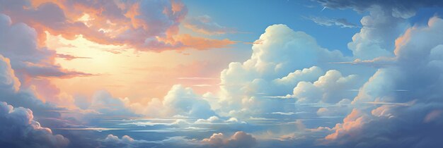 a digital painting of clouds and the sky