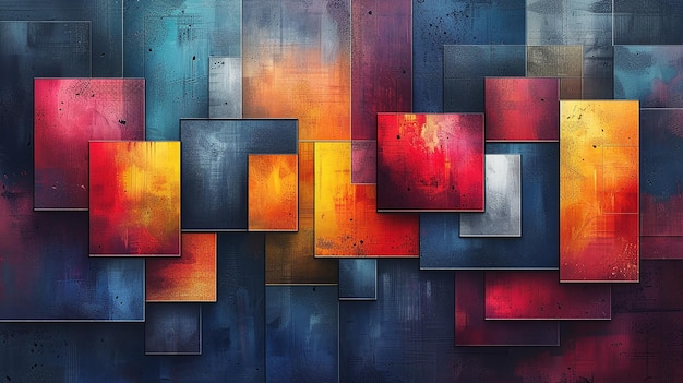 a digital painting of a colorful abstract background with a square and square and square shapes