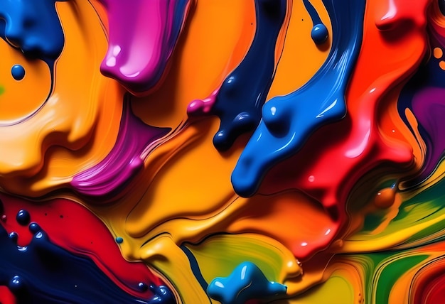 Photo a digital painting of colorful paint and ink blending together on a black background