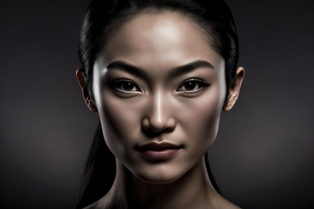 Digital painting confident young asian fitness woman people expressions