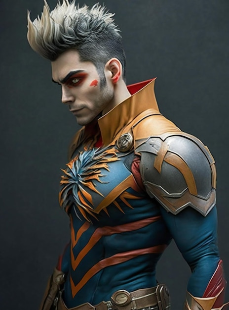 Digital painting of cosplayer in creative costume design creative digital illustration