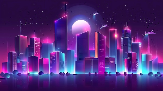 A digital painting of a cyberpunk city The city is depicted as a dark and neonlit place