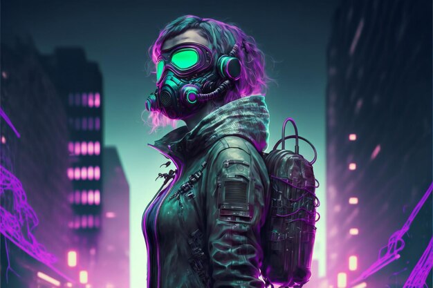 Digital painting of a cyberpunk girl digital illustration painting artwork