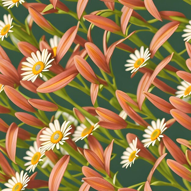 A digital painting of daisies and other flowers.