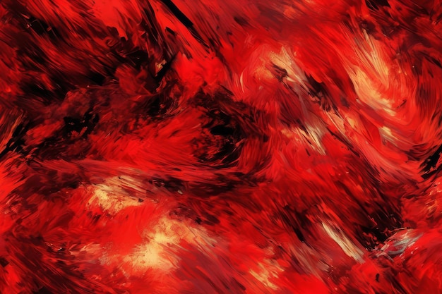 Digital painting featuring a vibrant red and fantastic abstract background