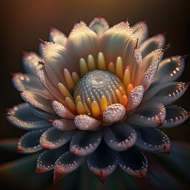 A digital painting of a flower with the word " on it. "