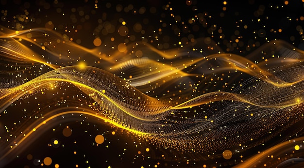 a digital painting of gold and orange lines with a gold background