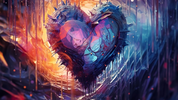 A digital painting of a heart in the rain generative ai image