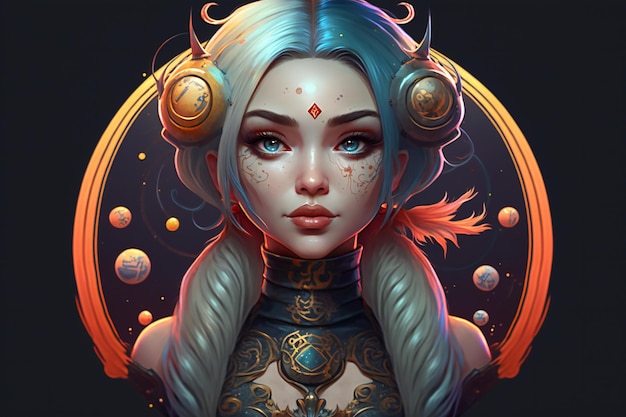 Digital painting of horoscope character creative digital illustration painting