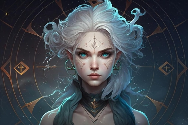 Digital painting of horoscope character design creative digital illustration