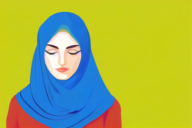 Digital painting Iranian woman wearing hijab