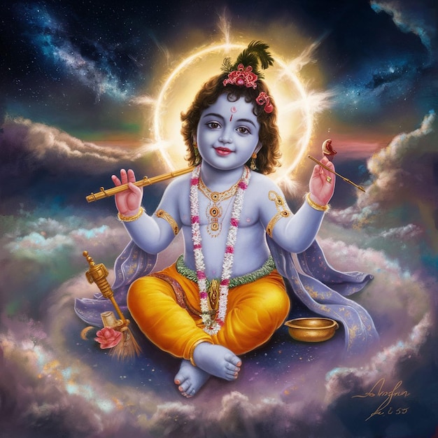 Digital painting of Lord Baby Krishna