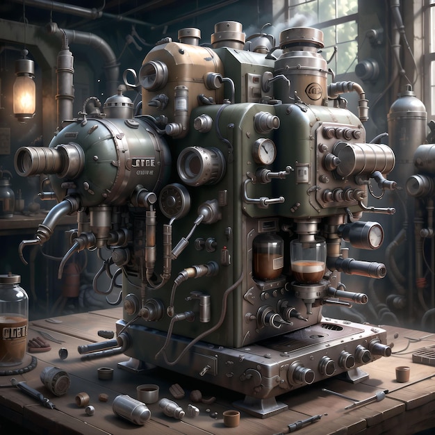 A digital painting of a machine