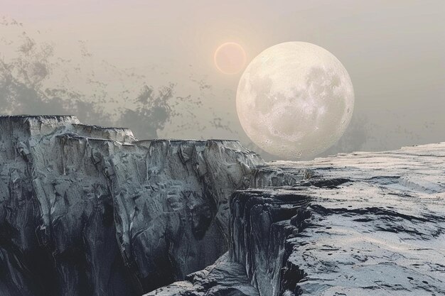 Photo a digital painting of a moon and the moon