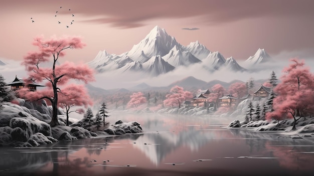 digital painting of mountain HD wallpaper photographic image