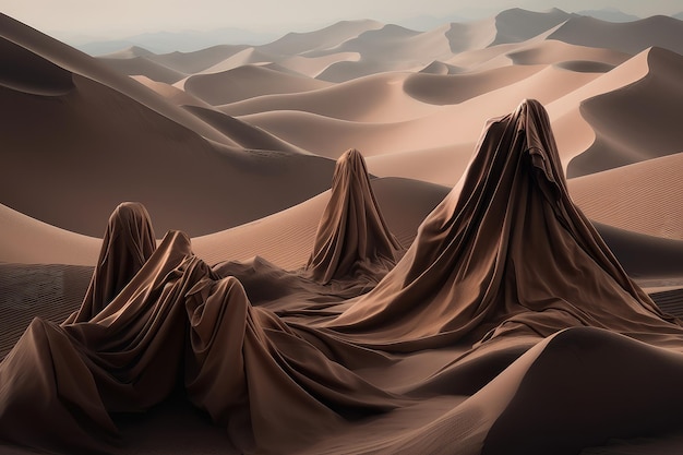 A digital painting of mountains in the desert