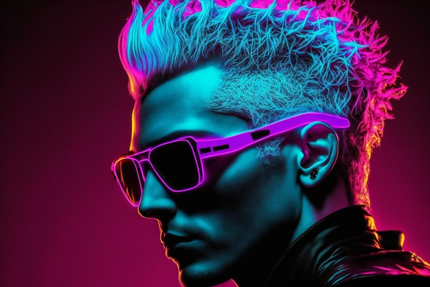 Digital painting neon uv glow dj people expressions