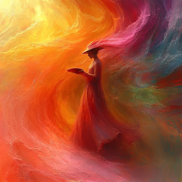 Photo a digital painting of a person holding a frisbee