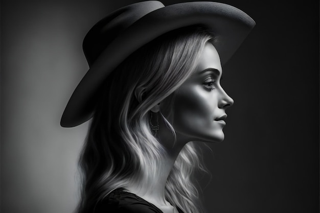 Digital painting portrait of beautiful girl in hat people expressions