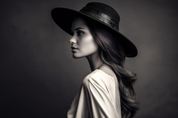 Digital painting portrait of beautiful girl with hat people portraits