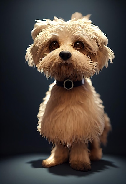 A digital painting portrait of a brown cute Yorkshire Terrier puppy dog