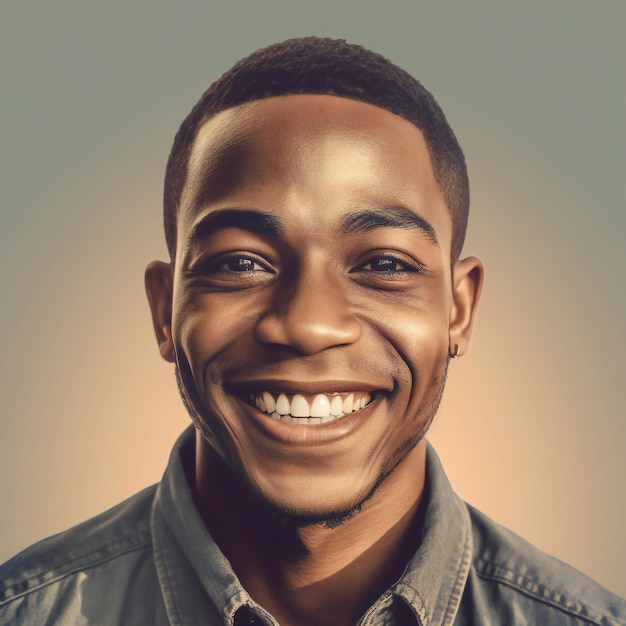 Digital painting portrait of happy man people diversity