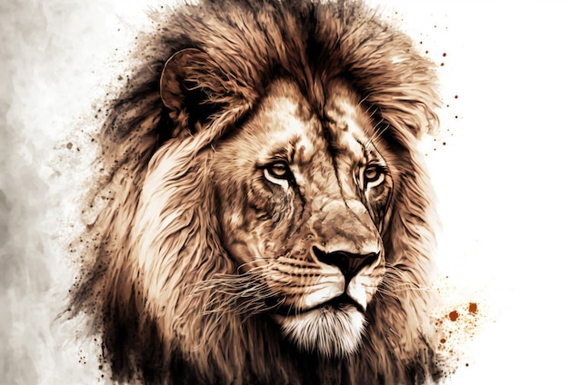 Digital painting portrait of a lion creative digital illustration painting